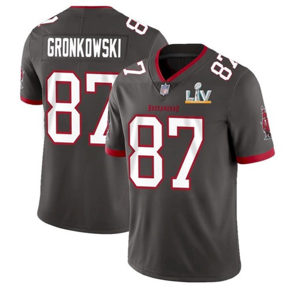 Men's Tampa Bay Buccaneers #87 Rob Gronkowski Grey 2021 Super Bowl LV Limited Stitched Jersey 