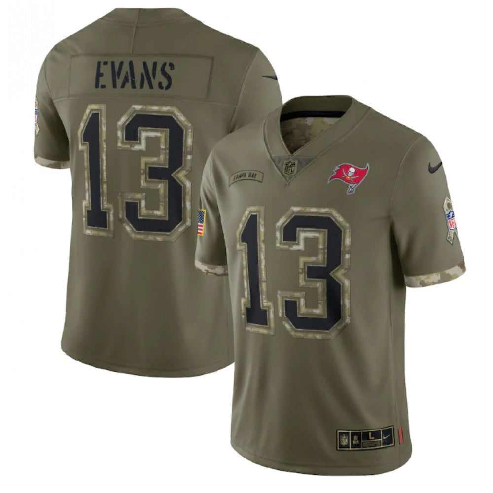 Men's Tampa Bay Buccaneers #13 Mike Evans Olive 2022 Salute To Service Limited Stitched Jersey 
