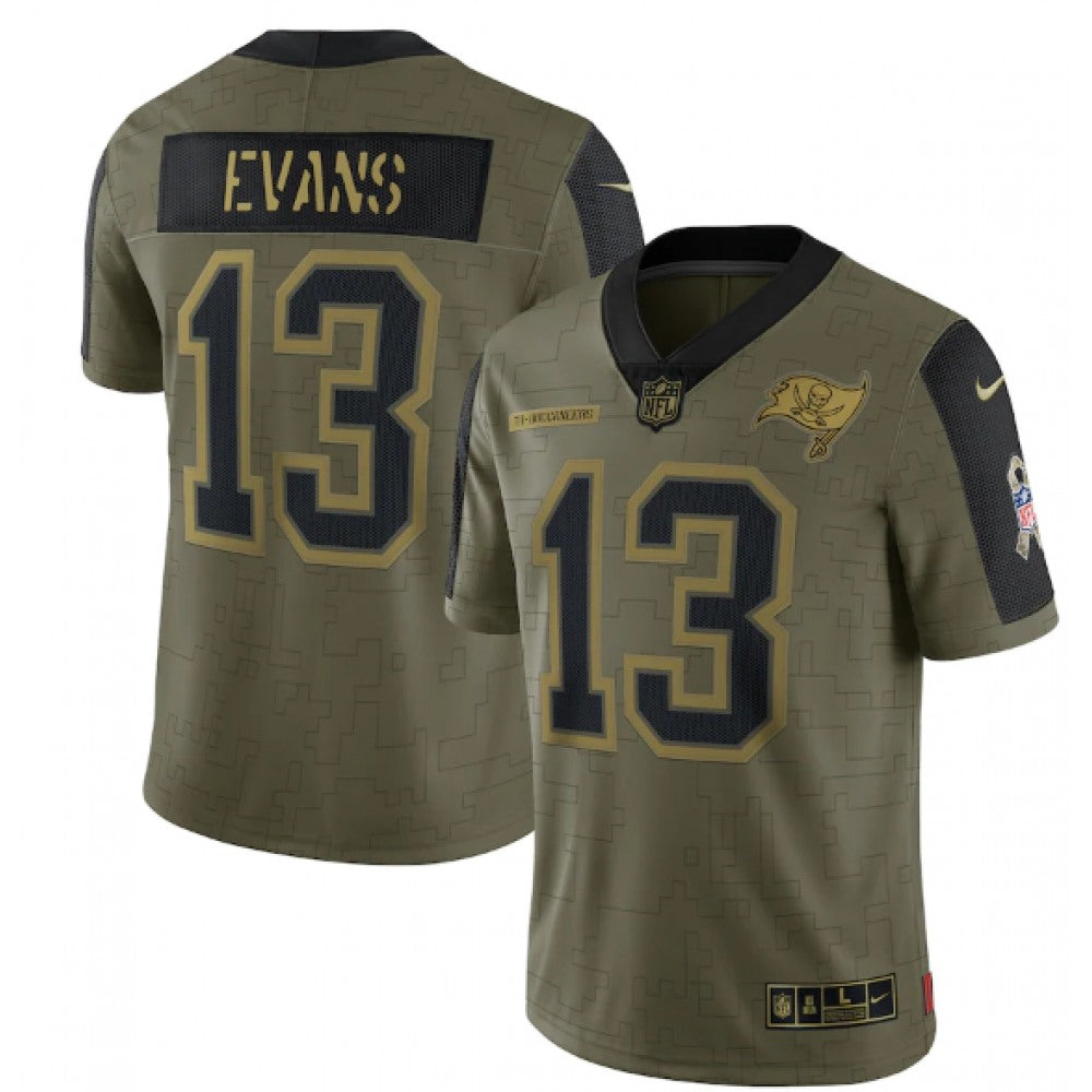 Men's Tampa Bay Buccaneers #13 Mike Evans 2021 Olive Salute To Service Limited Stitched Jersey 