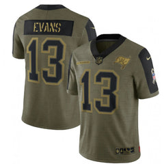 Men's Tampa Bay Buccaneers #13 Mike Evans 2021 Olive Salute To Service Limited Stitched Jersey 