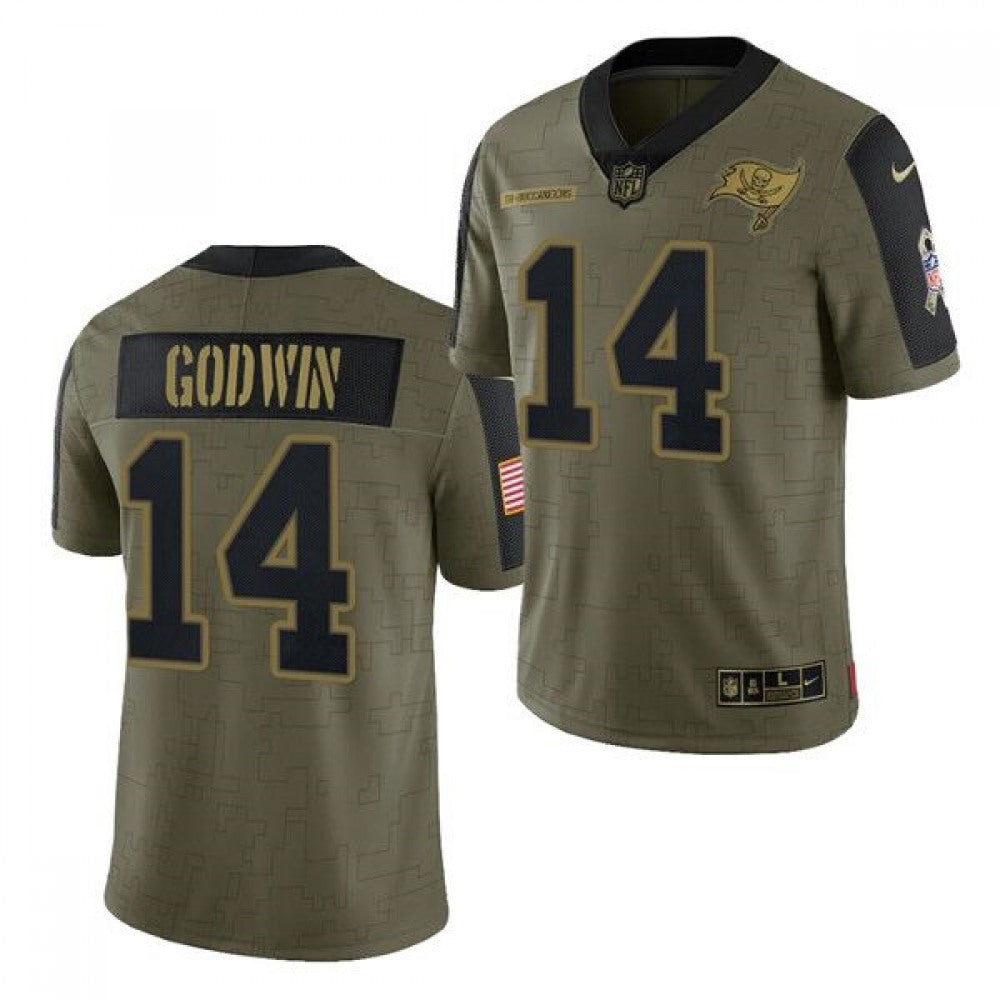Men's Tampa Bay Buccaneers #14 Chris Godwin 2021 Olive Salute To Service Limited Stitched Jersey 