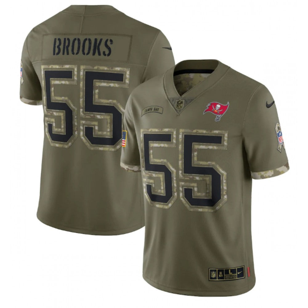 Men's Tampa Bay Buccaneers #55 Derrick Brooks Olive 2022 Salute To Service Limited Stitched Jersey 