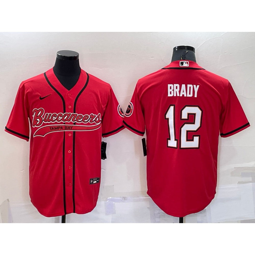 Men's Tampa Bay Buccaneers #12 Tom Brady Red Cool Base Stitched Baseball Jersey 