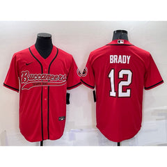 Men's Tampa Bay Buccaneers #12 Tom Brady Red Cool Base Stitched Baseball Jersey 