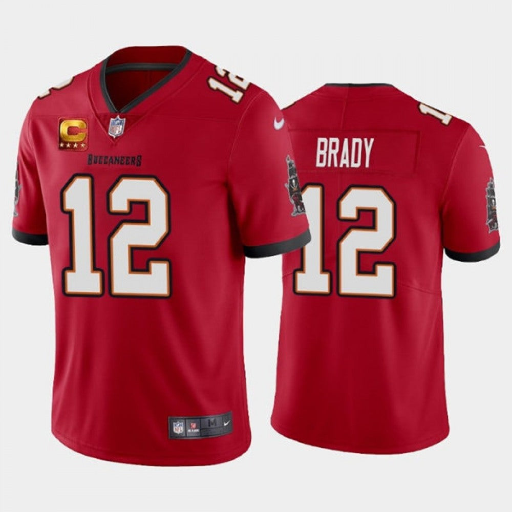 Men's Tampa Bay Buccaneers #12 Tom Brady Red With C Patch Vapor Untouchable Limited Stitched Jersey 