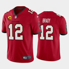 Men's Tampa Bay Buccaneers #12 Tom Brady Red With C Patch Vapor Untouchable Limited Stitched Jersey 