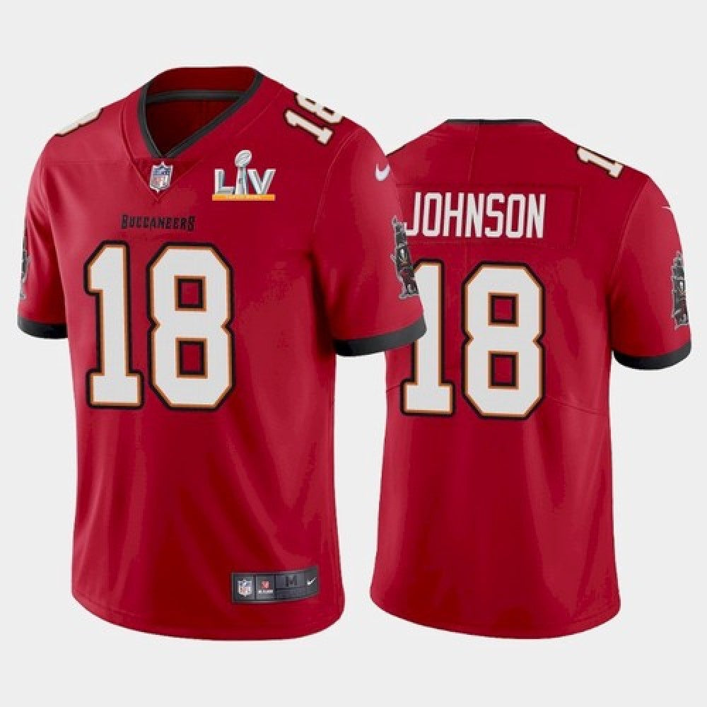 Men's Tampa Bay Buccaneers #18 Tyler Johnson Red 2021 Super Bowl LV Limited Stitched Jersey 