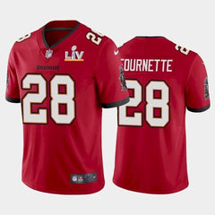 Men's Tampa Bay Buccaneers #28 Leonard Fournette Red 2021 Super Bowl LV Limited Stitched Jersey 