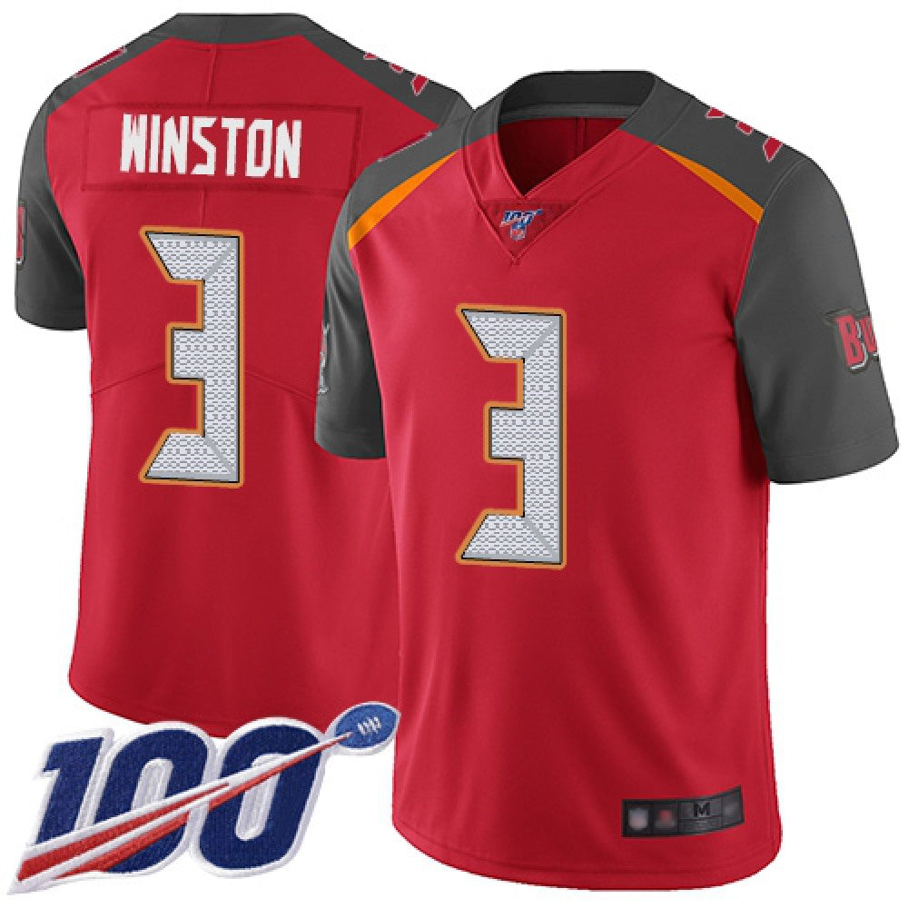 Men's Tampa Bay Buccaneers #3 Jameis Winston Red 2019 100th Season Vapor Untouchable Limited Stitched NFL Jersey 