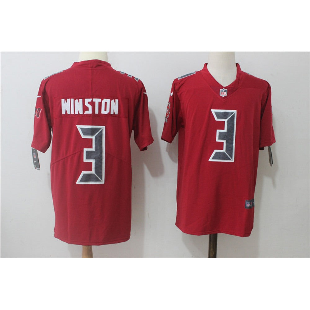 Men's Tampa Bay Buccaneers #3 Jameis Winston Red Stitched NFL Limited Rush Jersey 