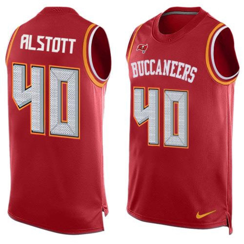 Buccaneers #40 Mike Alstott Red Team Color Men's Stitched NFL Limited Tank Top Jersey 
