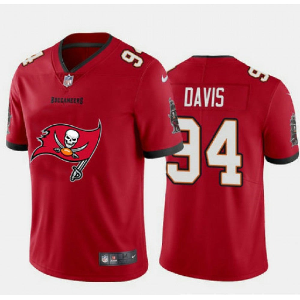 Men's Tampa Bay Buccaneers #94 Khalil Davis Red 2020 Team Big Logo Limited Stitched Jersey 