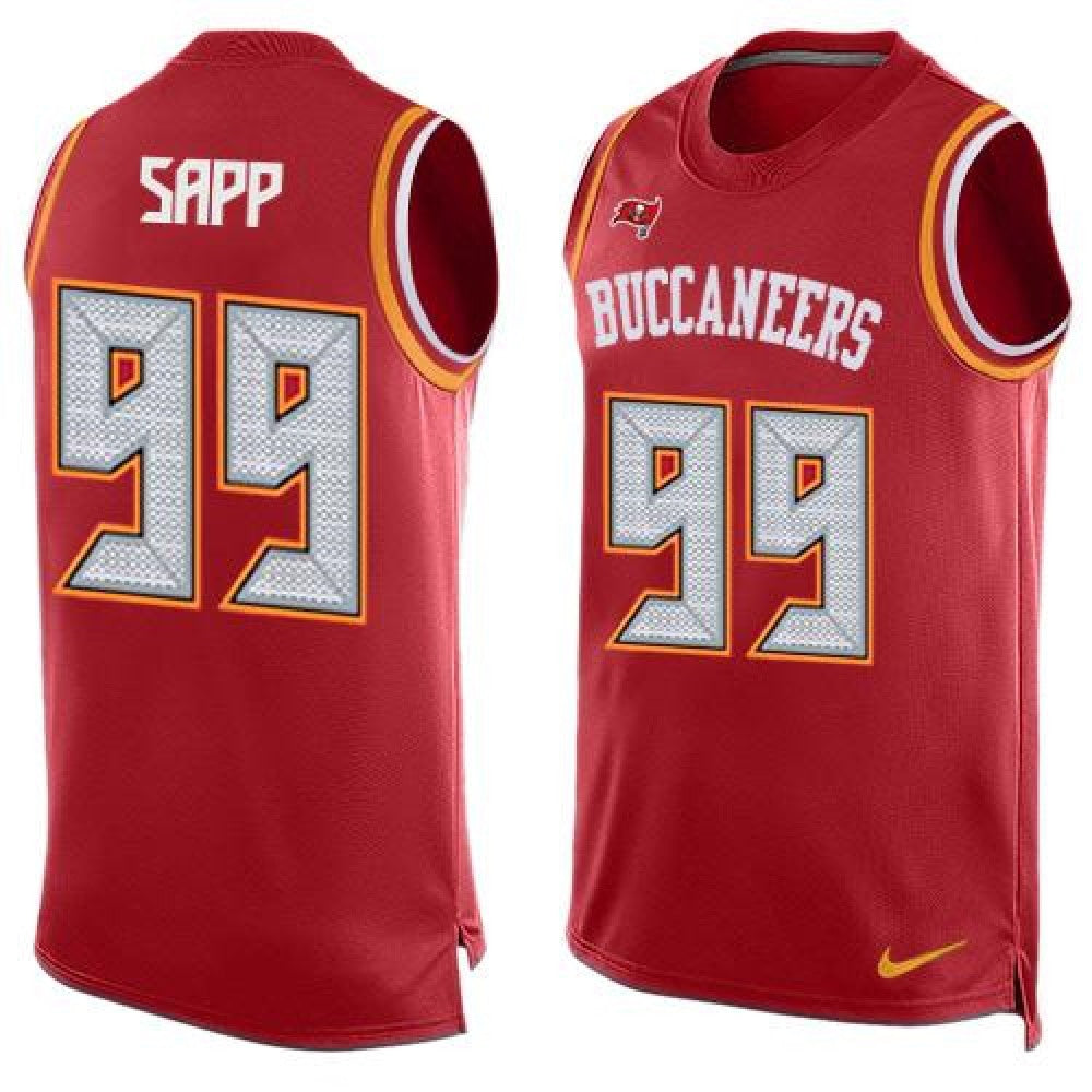 Buccaneers #99 Warren Sapp Red Team Color Men's Stitched NFL Limited Tank Top Jersey 