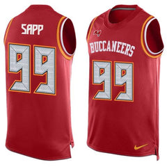 Buccaneers #99 Warren Sapp Red Team Color Men's Stitched NFL Limited Tank Top Jersey 