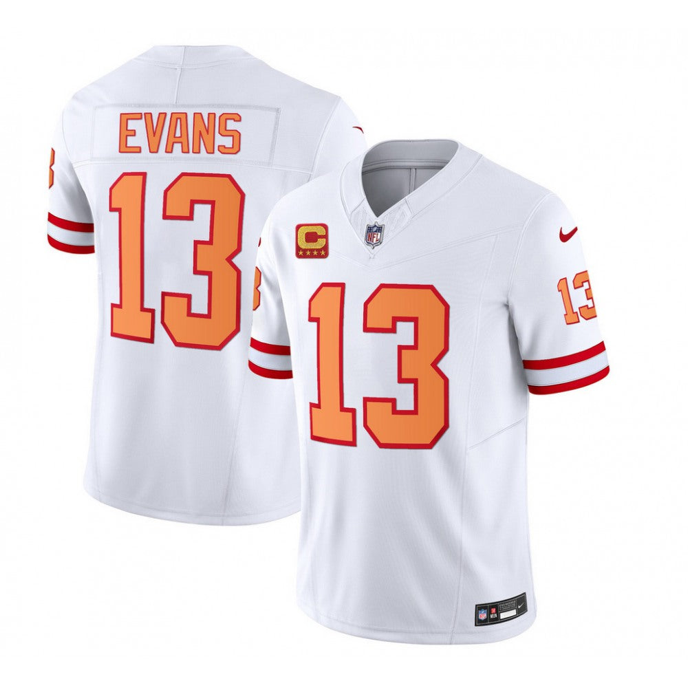 Men's Tampa Bay Buccaneers #13 Mike Evans 2023 F.U.S.E. White With 4-Star C Patch Throwback Limited Stitched Jersey 