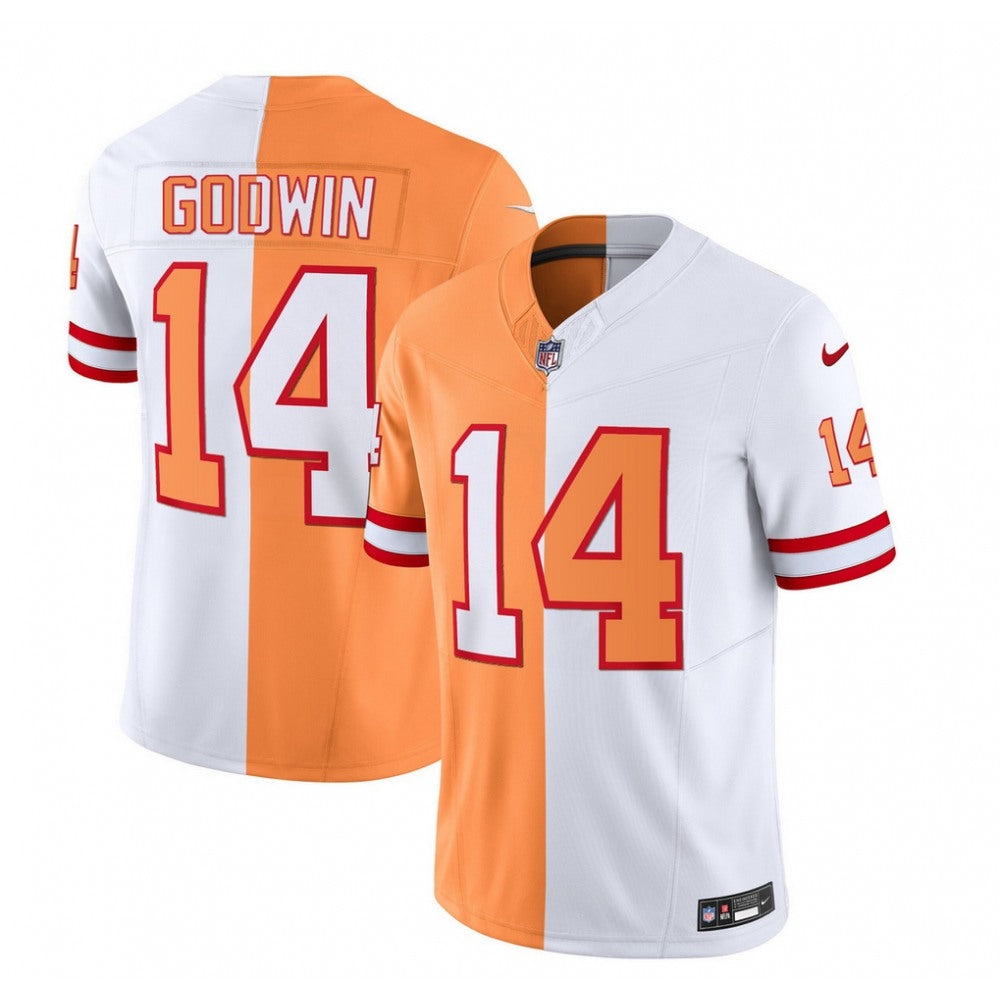 Men's Tampa Bay Buccaneers #14 Chris Godwin 2023 F.U.S.E. White/Orange Split Throwback Limited Stitched Jersey 