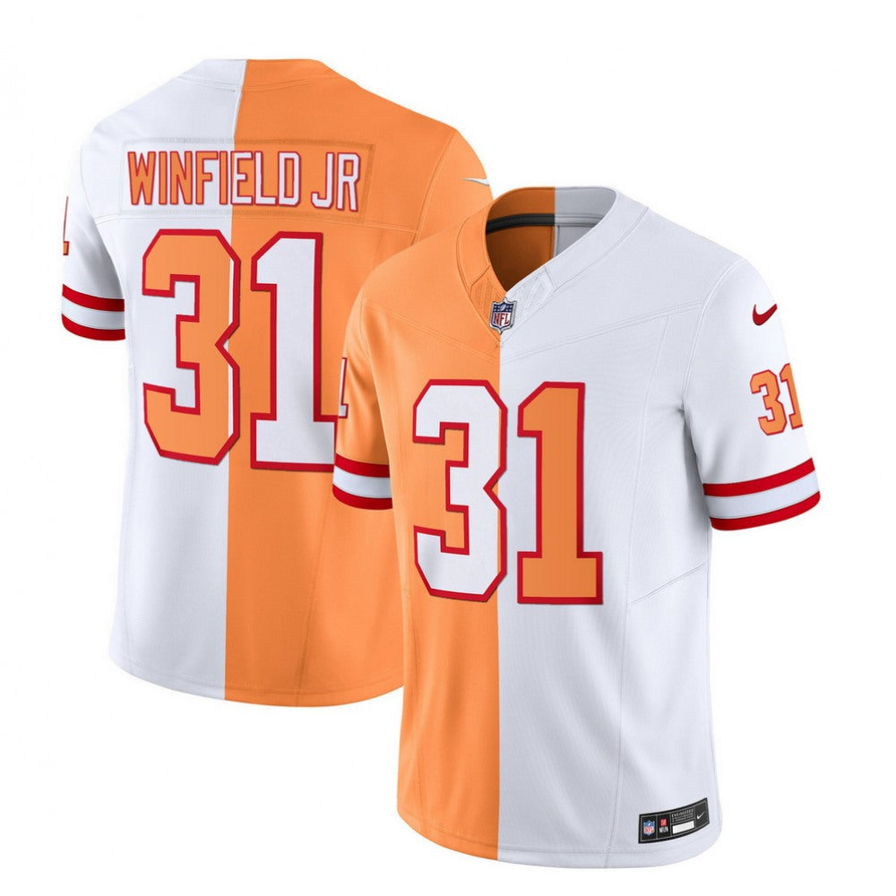 Men's Tampa Bay Buccaneers #31 Antoine Winfield Jr. 2023 F.U.S.E. White/Orange Split Throwback Limited Stitched Jersey 