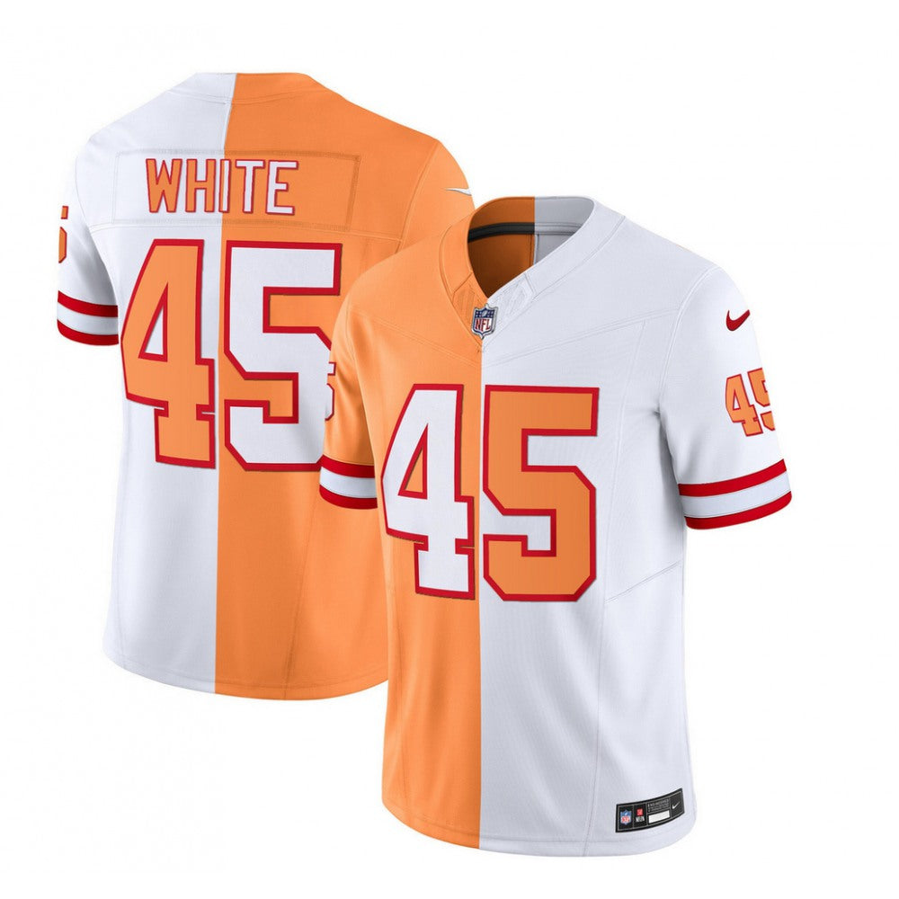 Men's Tampa Bay Buccaneers #45 Devin White 2023 F.U.S.E. White/Orange Split Throwback Limited Stitched Jersey 