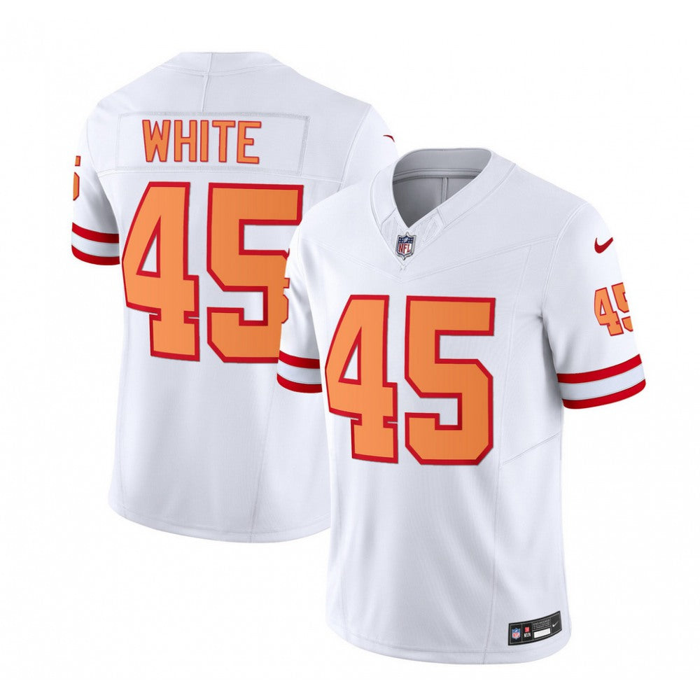 Men's Tampa Bay Buccaneers #45 Devin White 2023 F.U.S.E. White Throwback Limited Stitched Jersey 
