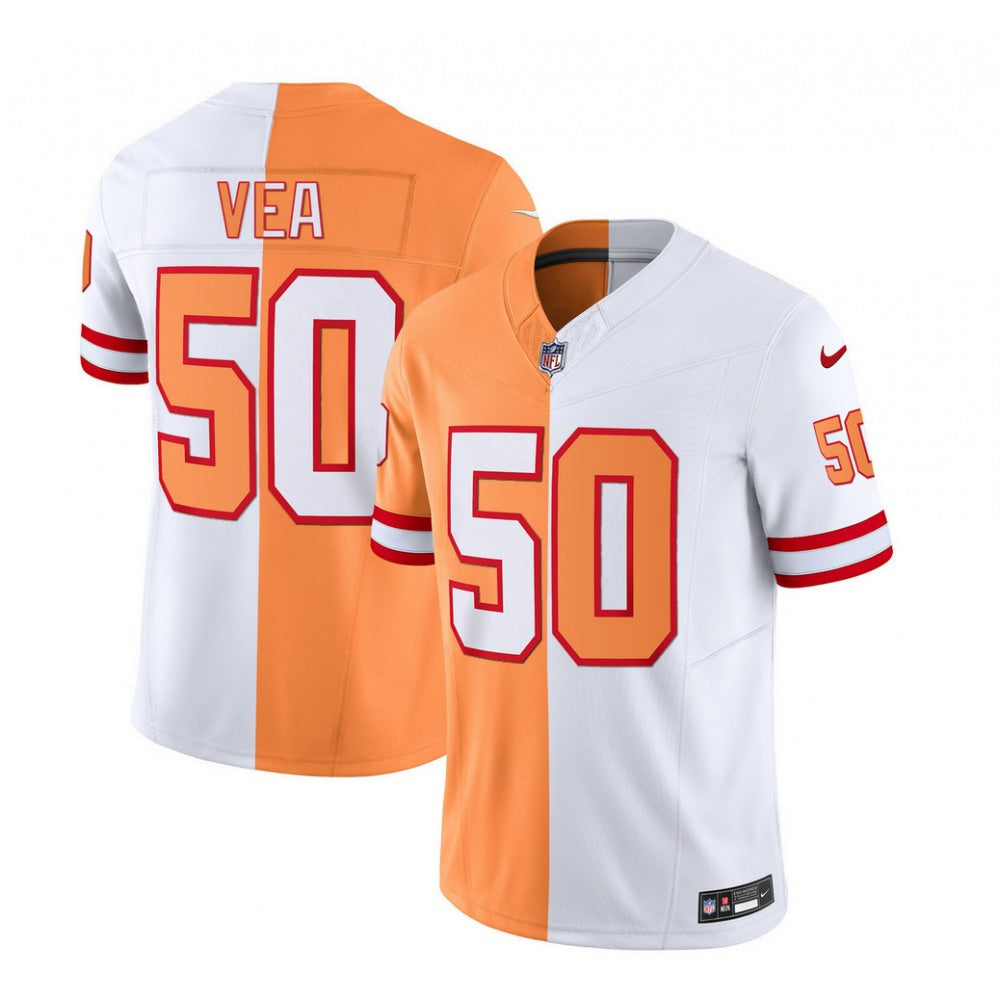 Men's Tampa Bay Buccaneers #50 Vita Vea 2023 F.U.S.E. White/Orange Split Throwback Limited Stitched Jersey 