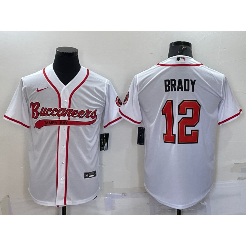 Men's Tampa Bay Buccaneers #12 Tom Brady White Cool Base Stitched Baseball Jersey 