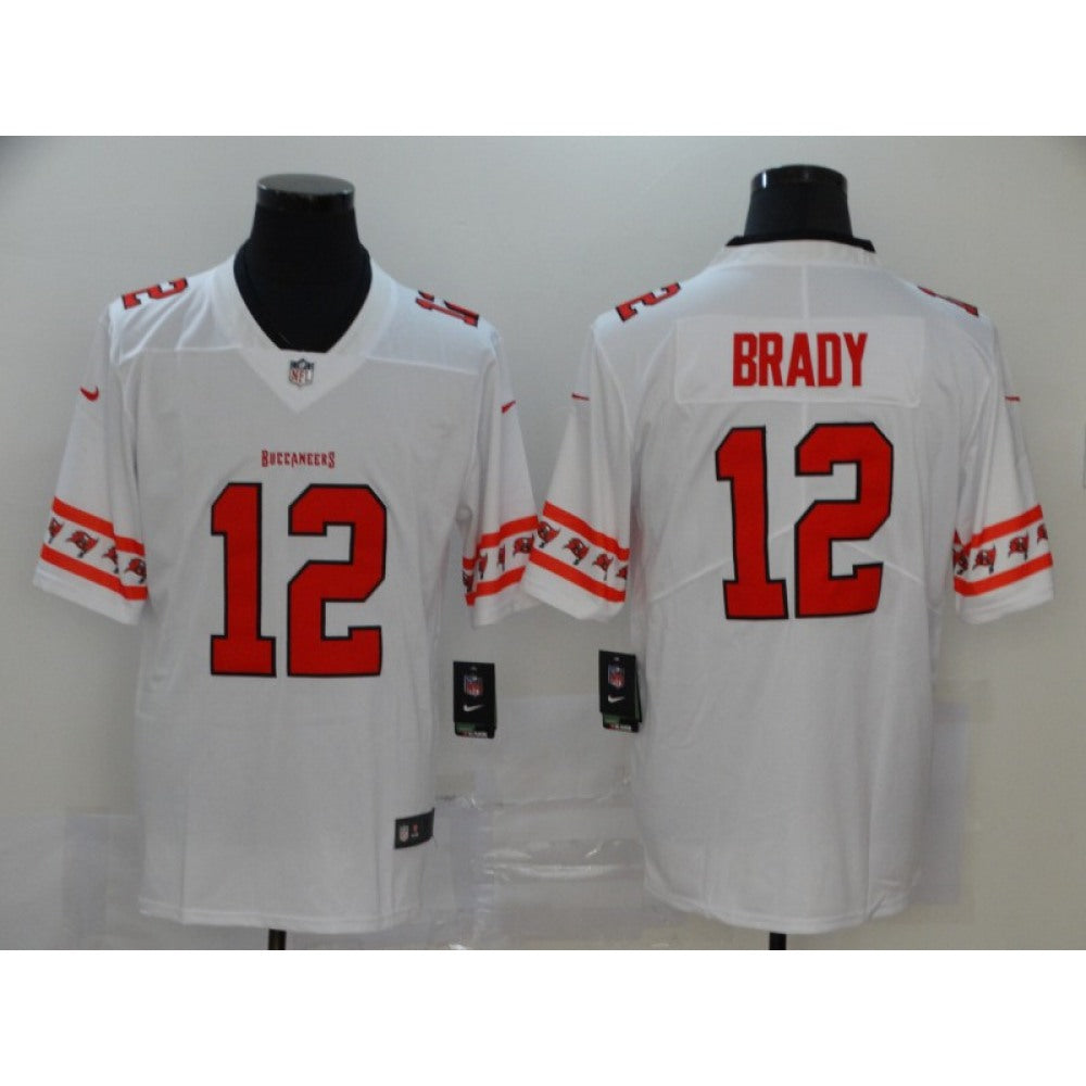 Men's Tampa Bay Buccaneers #12 Tom Brady White Team Logo Stitched Jersey 