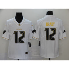 Men's Tampa Bay Buccaneers #12 Tom Brady White Golden Stitched NFL Jersey 