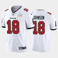 Men's Tampa Bay Buccaneers #18 Tyler Johnson White 2021 Super Bowl LV Limited Stitched Jersey 