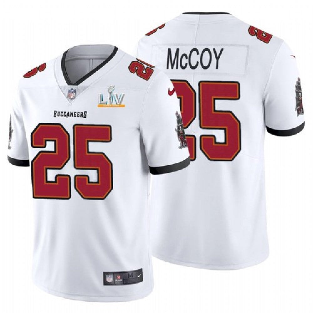 Men's Tampa Bay Buccaneers #25 LeSean McCoy White 2021 Super Bowl LV Limited Stitched Jersey 