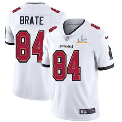 Men's Tampa Bay Buccaneers #84 Cameron Brate White 2021 Super Bowl LV Limited Stitched Jersey 