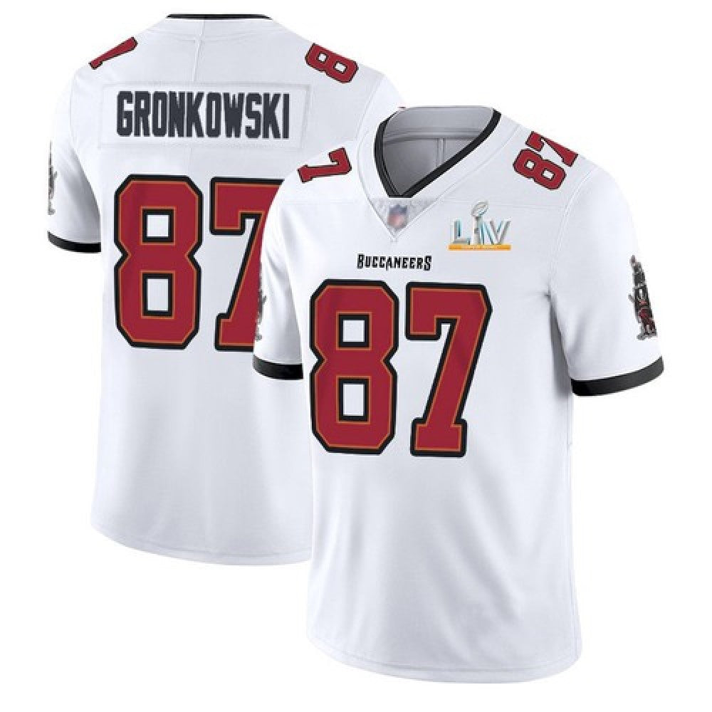 Men's Tampa Bay Buccaneers #87 Rob Gronkowski White 2021 Super Bowl LV Limited Stitched Jersey 
