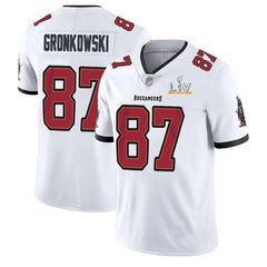 Men's Tampa Bay Buccaneers #87 Rob Gronkowski White 2021 Super Bowl LV Limited Stitched Jersey 