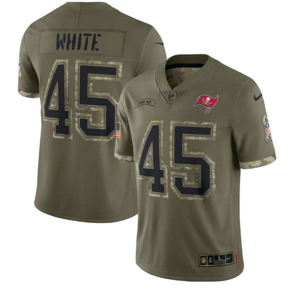 Men's Tampa Bay Buccaneers #45 Devin White Olive 2022 Salute To Service Limited Stitched Jersey 