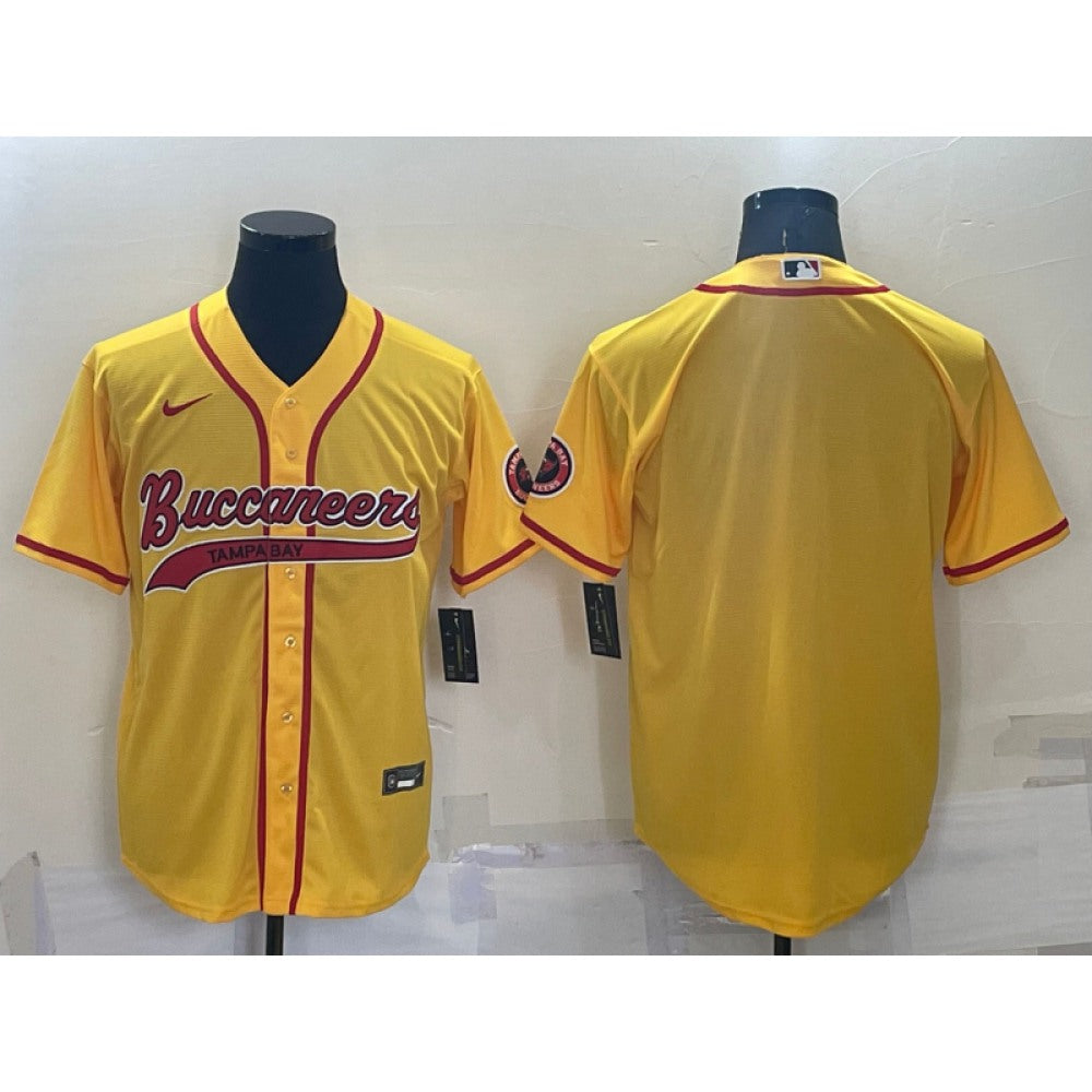 Men's Tampa Bay Buccaneers Blank Yellow Cool Base Stitched Baseball Jersey 