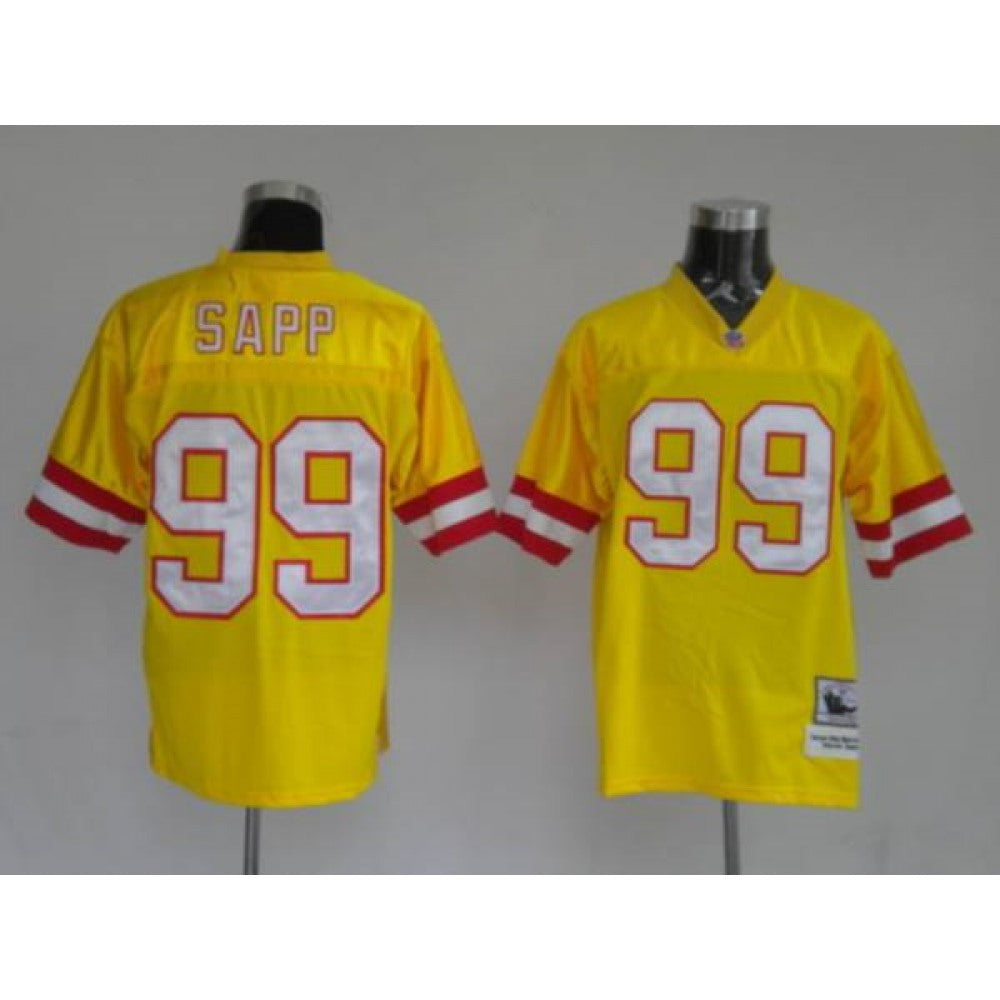 Mitchell and Ness Buccaneers #99 Warren Sapp Stitched 1996 Dark Yellow NFL Jersey 