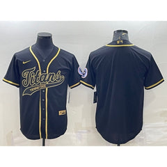 Men's Tennessee Titans Blank Black Gold With Patch Cool Base Stitched Baseball Jersey 