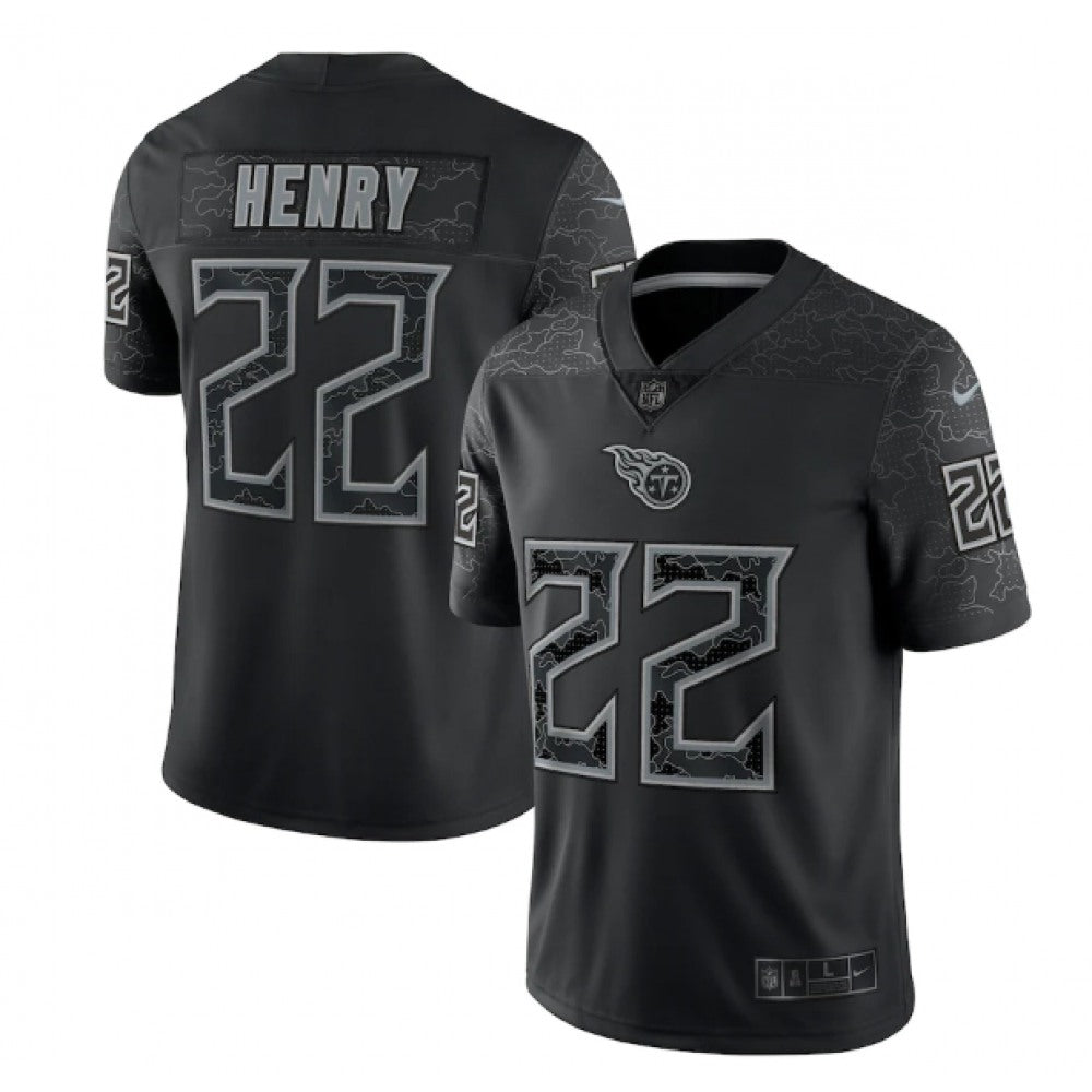 Men's Tennessee Titans #22 Derrick Henry Black Reflective Limited Stitched Football Jersey 