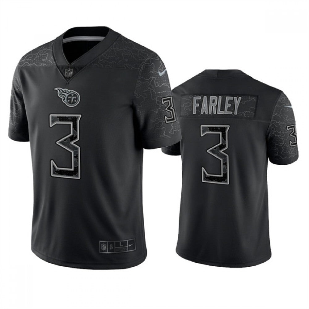 Men's Tennessee Titans #3 Caleb Farley Black Reflective Limited Stitched Football Jersey 