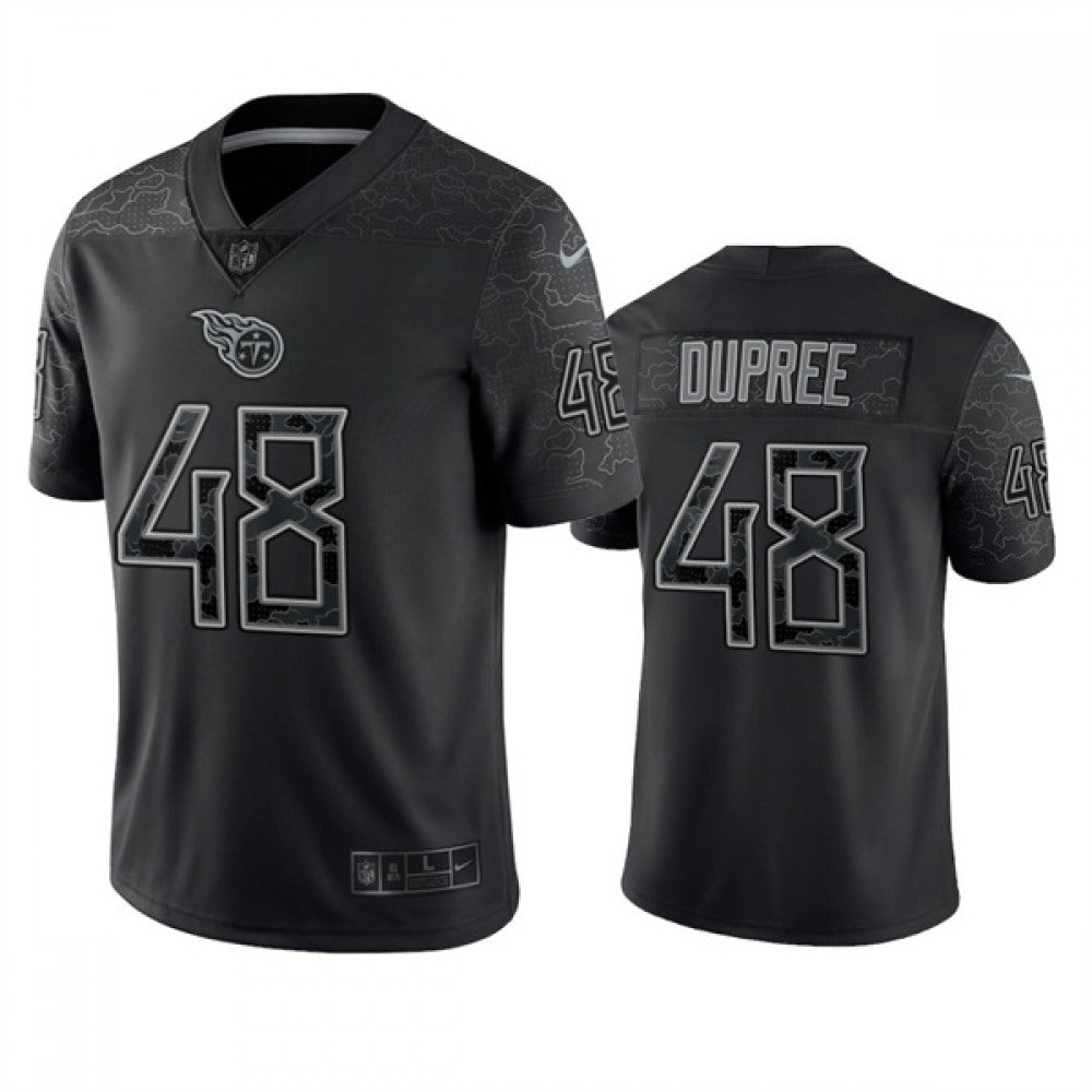 Men's Tennessee Titans #48 Bud Dupree Black Reflective Limited Stitched Football Jersey 
