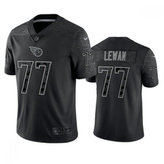 Men's Tennessee Titans #77 Taylor Lewan Black Reflective Limited Stitched Football Jersey 