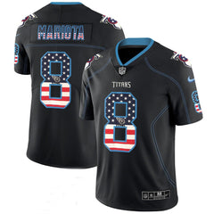 Men's Tennessee Titans #8 Marcus Mariota Black 2018 USA Flag Color Rush Limited Fashion NFL Stitched Jersey 