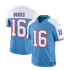 Men's Tennessee Titans #16 Treylon Burks Blue/White 2023 F.U.S.E. Vapor Limited Throwback Stitched Football Jersey 