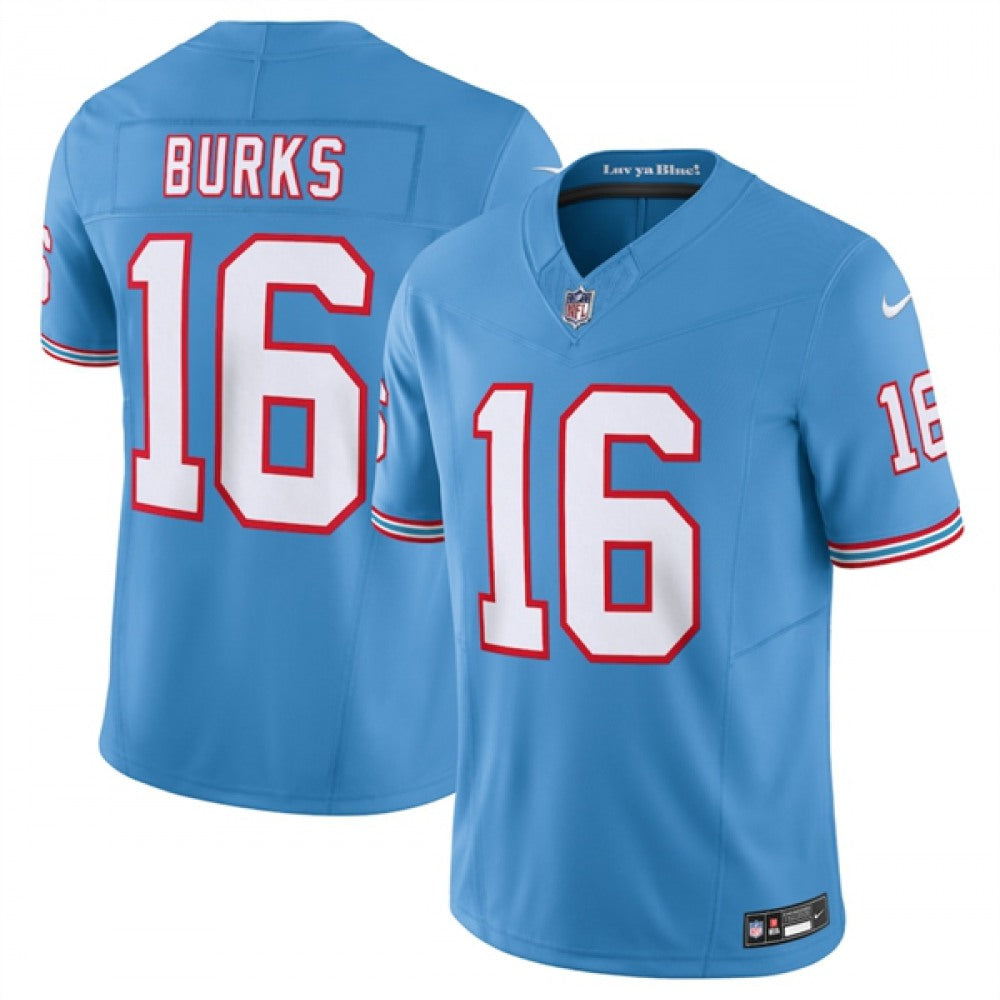 Men's Tennessee Titans #16 Treylon Burks Light Blue 2023 F.U.S.E. Vapor Limited Throwback Stitched Football Jersey 
