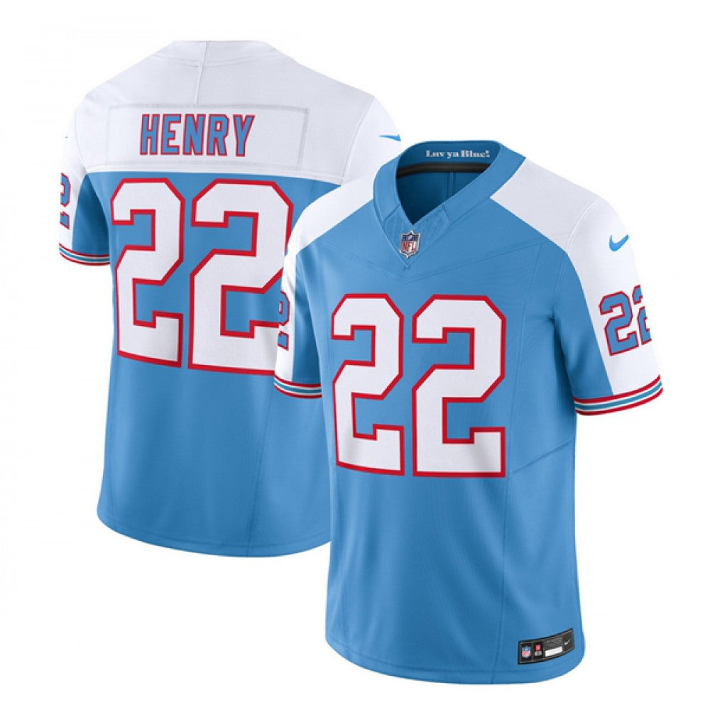 Men's Tennessee Titans #22 Derrick Henry Blue/White 2023 F.U.S.E. Vapor Limited Throwback Stitched Football Jersey 