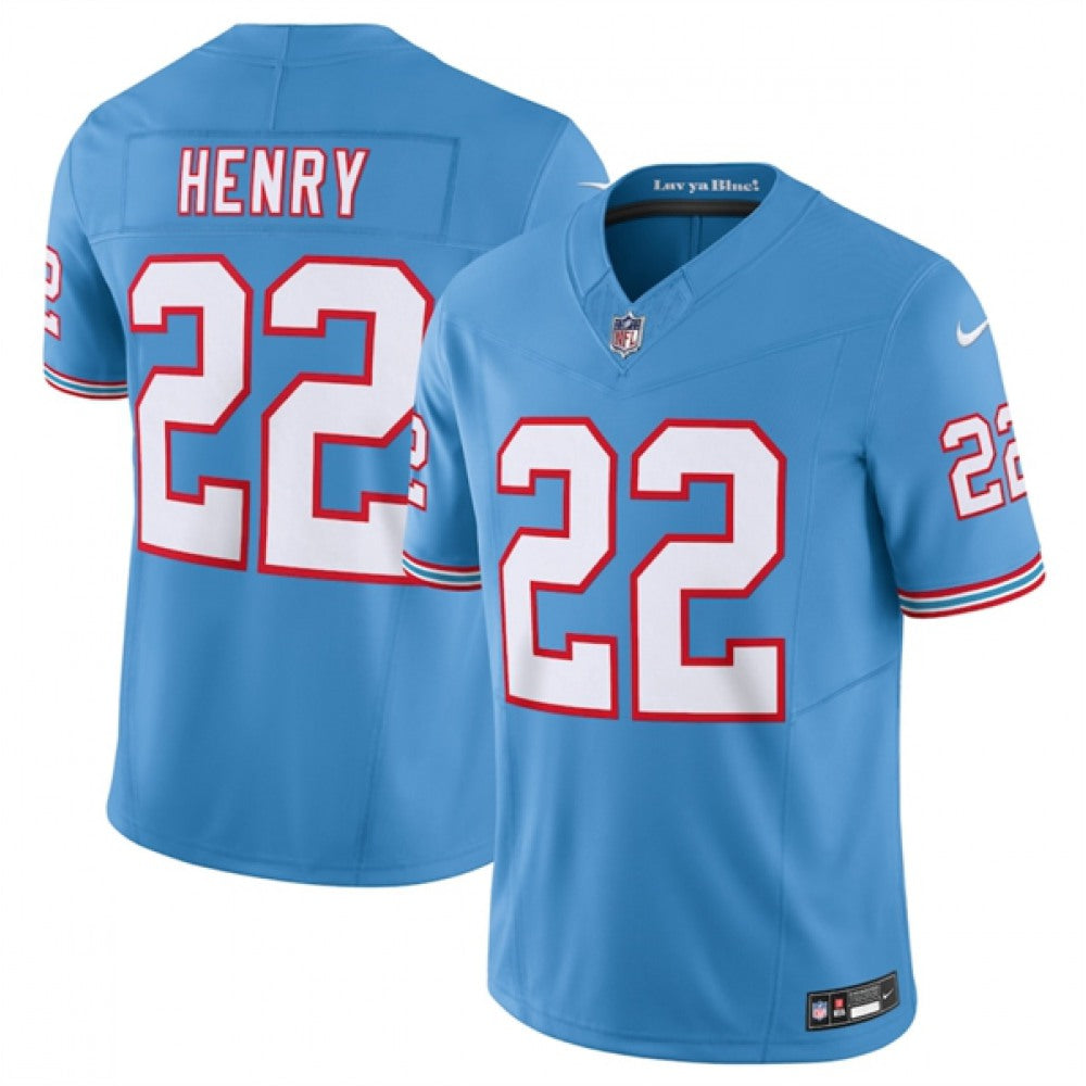 Men's Tennessee Titans #22 Derrick Henry Light Blue 2023 F.U.S.E. Vapor Limited Throwback Stitched Football Jersey 