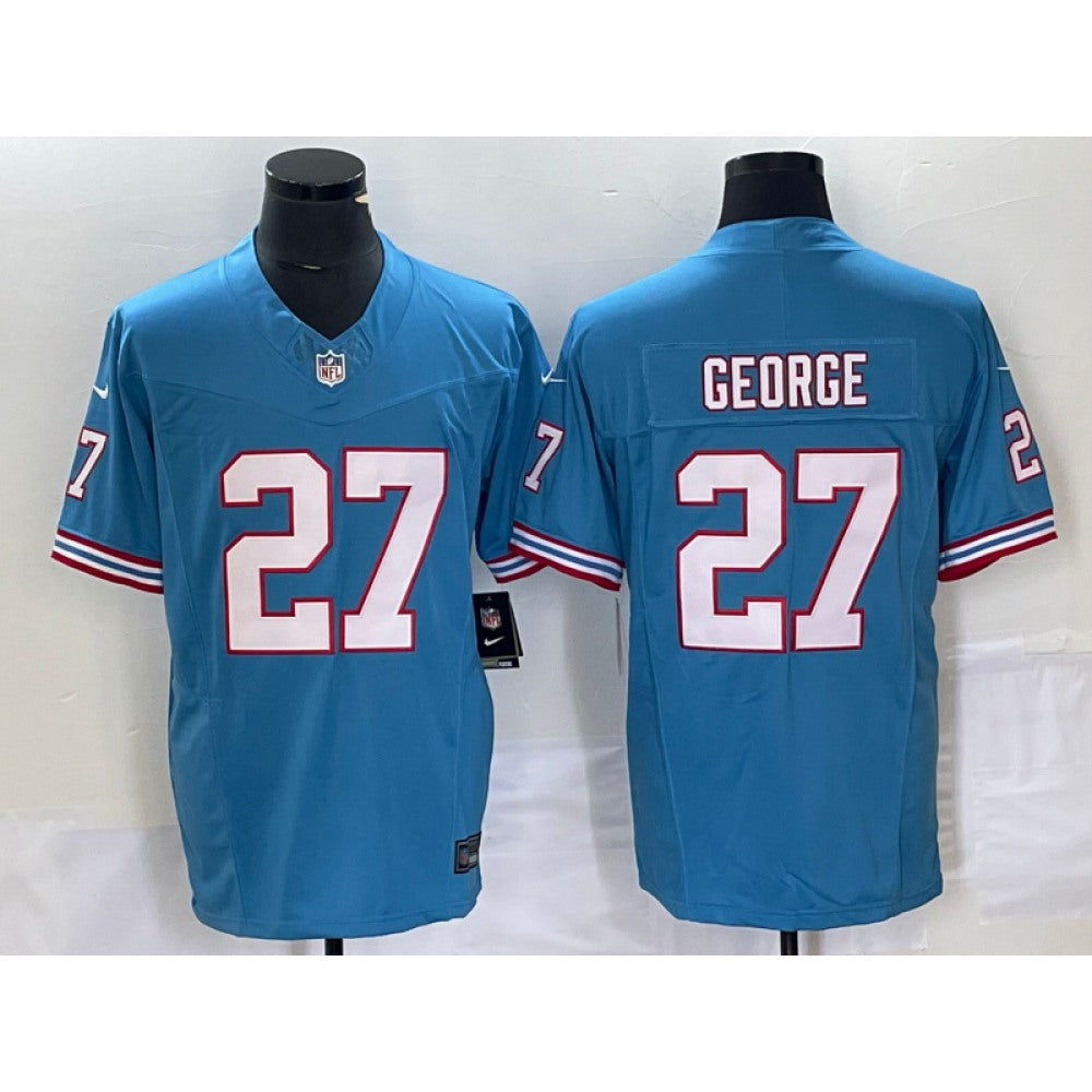 Men's Tennessee Titans #27 Eddie George Light Blue 2023 F.U.S.E. Vapor Limited Throwback Stitched Football Jersey 