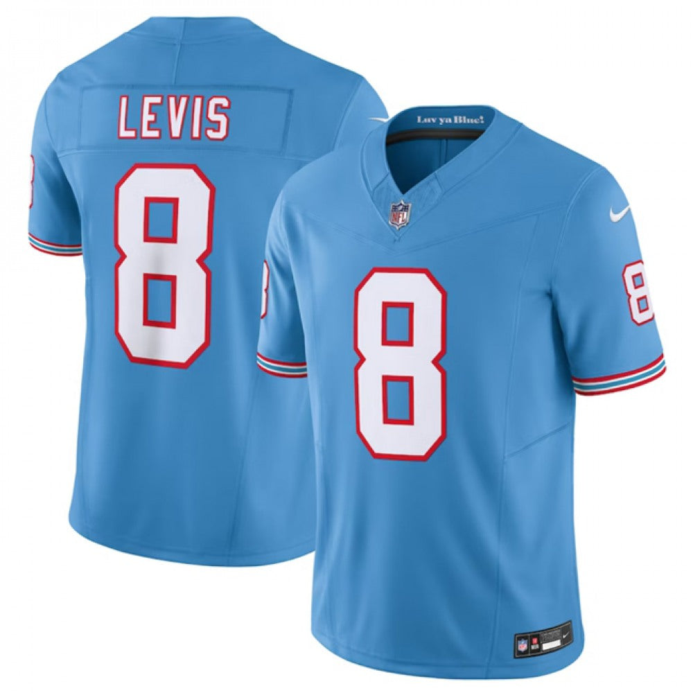 Men's Tennessee Titans #8 Will Levis Light Blue 2023 F.U.S.E. Vapor Limited Throwback Stitched Football Jersey 