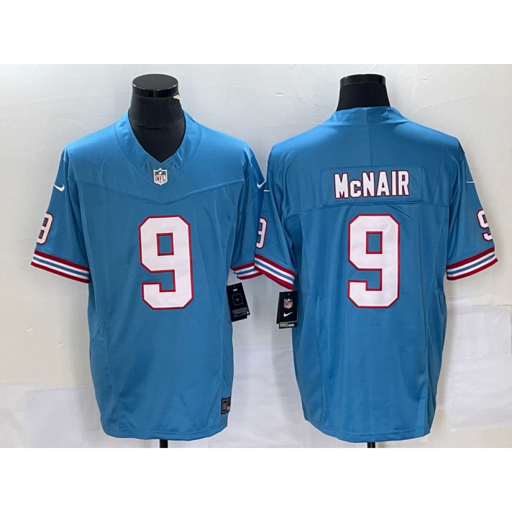 Men's Tennessee Titans #9 Steve McNair Light Blue 2023 F.U.S.E. Vapor Limited Throwback Stitched Football Jersey 