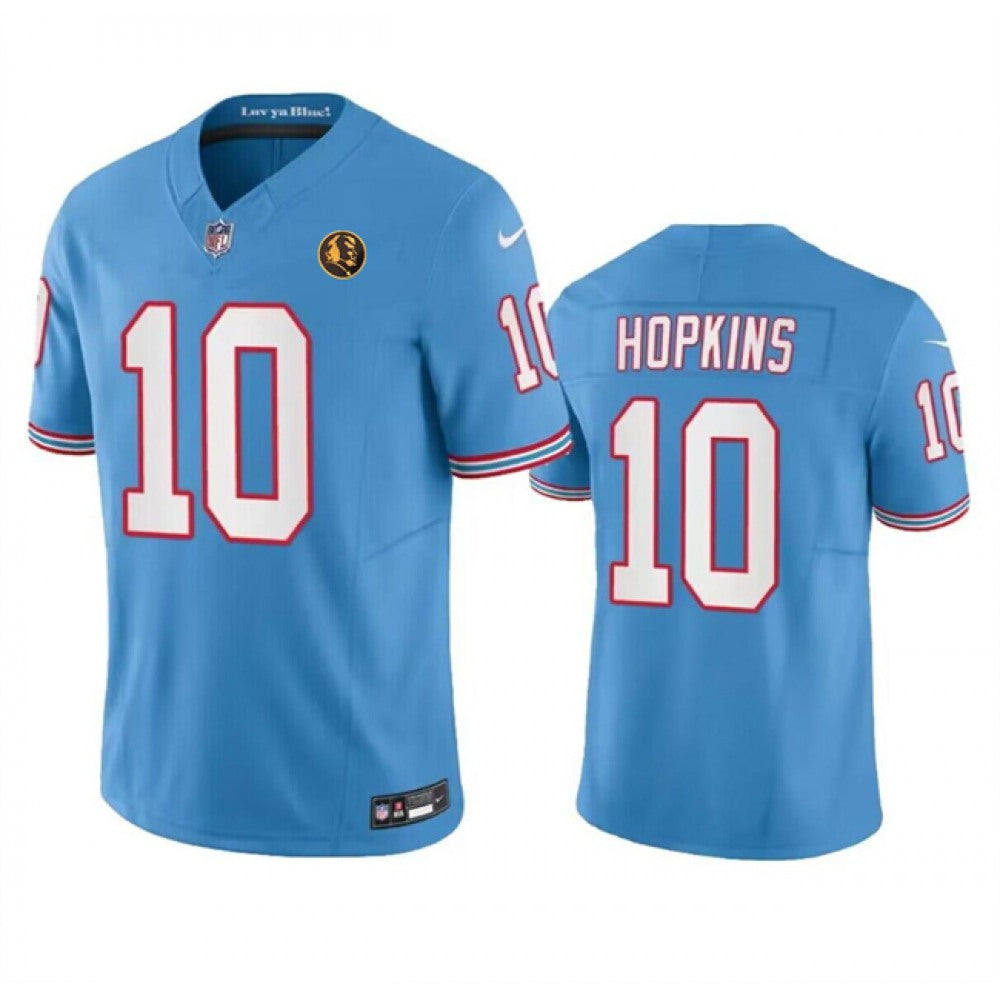 Men's Tennessee Titans #10 DeAndre Hopkins Blue 2023 F.U.S.E. Throwback With John Madden Patch Vapor Limited Stitched Football Jersey 