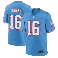 Men's Tennessee Titans #16 Treylon Burks Light Blue Throwback Player Stitched Game Jersey 
